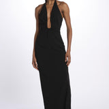 Abito ALUSIA lungo scollato double OND24DR066 BLACK misha 