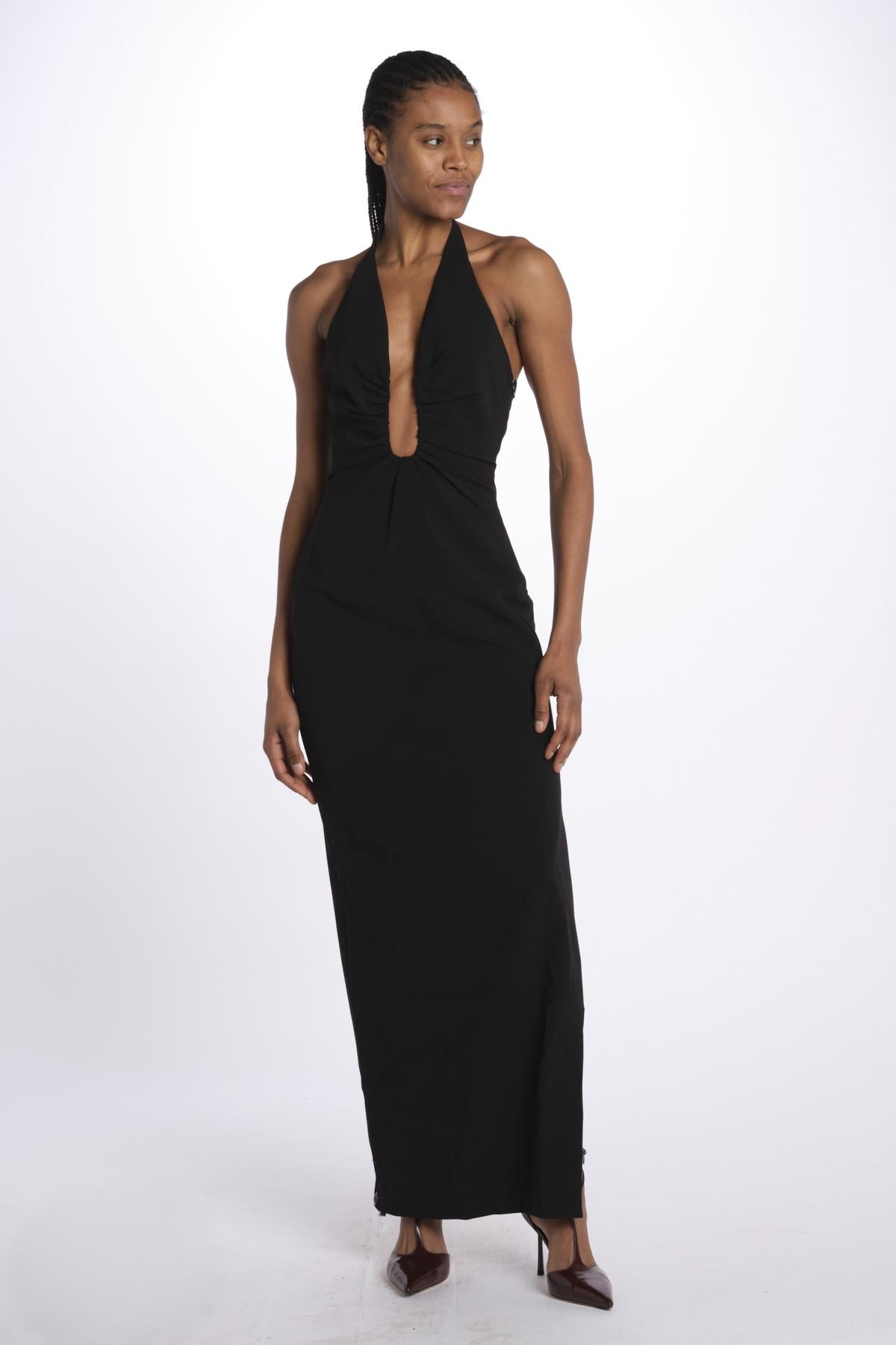 Abito ALUSIA lungo scollato double OND24DR066 BLACK misha 