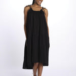 PALOMA abito lungo con balze e spalline sottili PALOMA NOIR laraethnics 