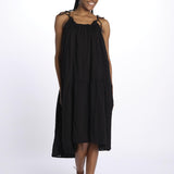 PALOMA abito lungo con balze e spalline sottili PALOMA NOIR laraethnics 