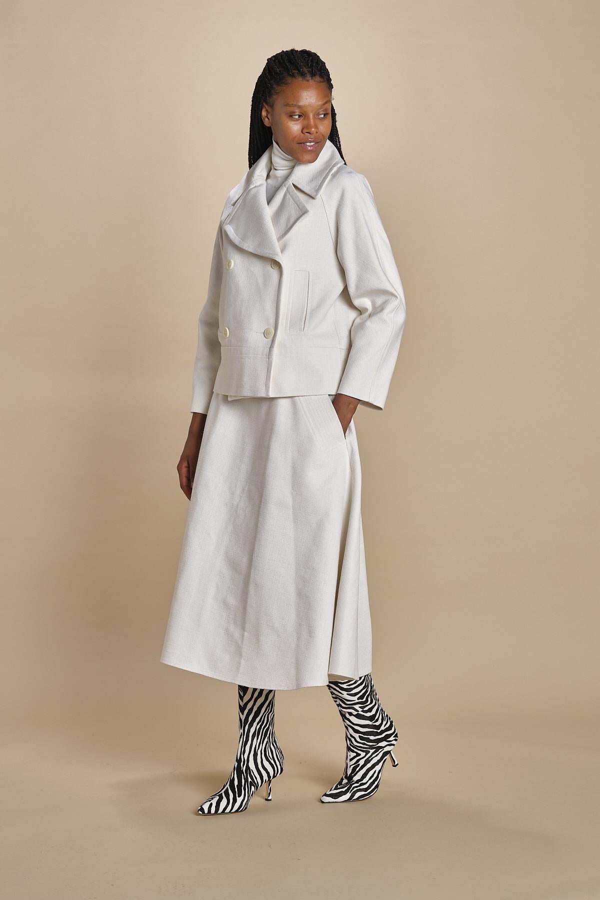 SHORT PEA JACKET peacot corto di seta A16V02-C NS97 AVORY martin grant 