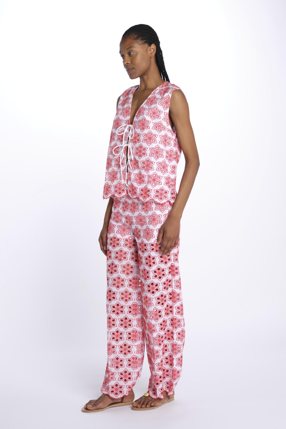 Gilet BAO TOP ricamo fiori S25016 EYELETRED sundress 