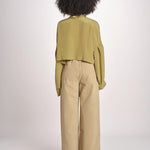 ALISS camicia cropped in seta con manica a sbuffo ALISS MJD10184141BI KHAKI jejia 