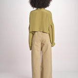 ALISS camicia cropped in seta con manica a sbuffo ALISS MJD10184141BI KHAKI jejia 