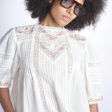 camicia con ricamo punto croce FLEUR 765407 ECRU mabe 