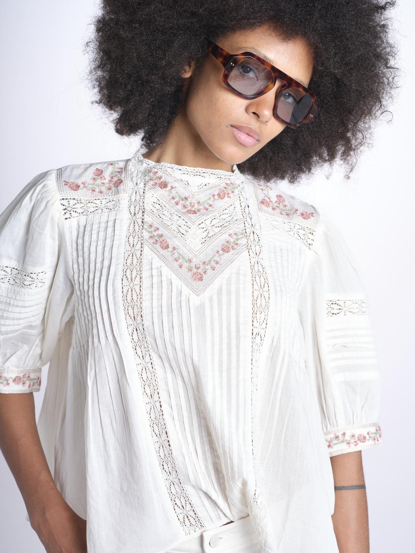 camicia con ricamo punto croce FLEUR 765407 ECRU mabe 