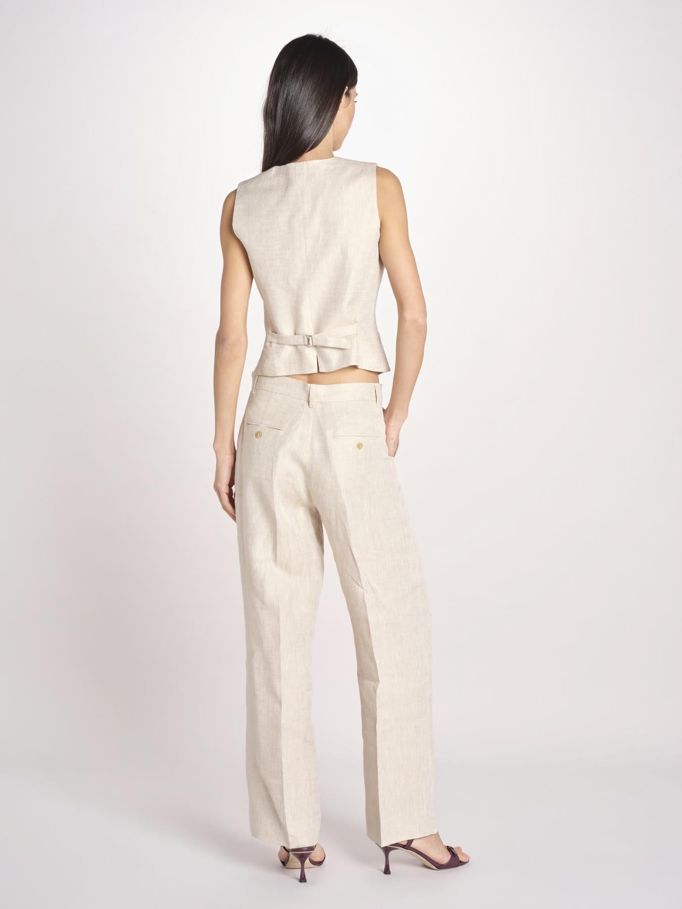 pantalone in lino MALIZIA 2615131112600 023 ECRU weekend maxmara 