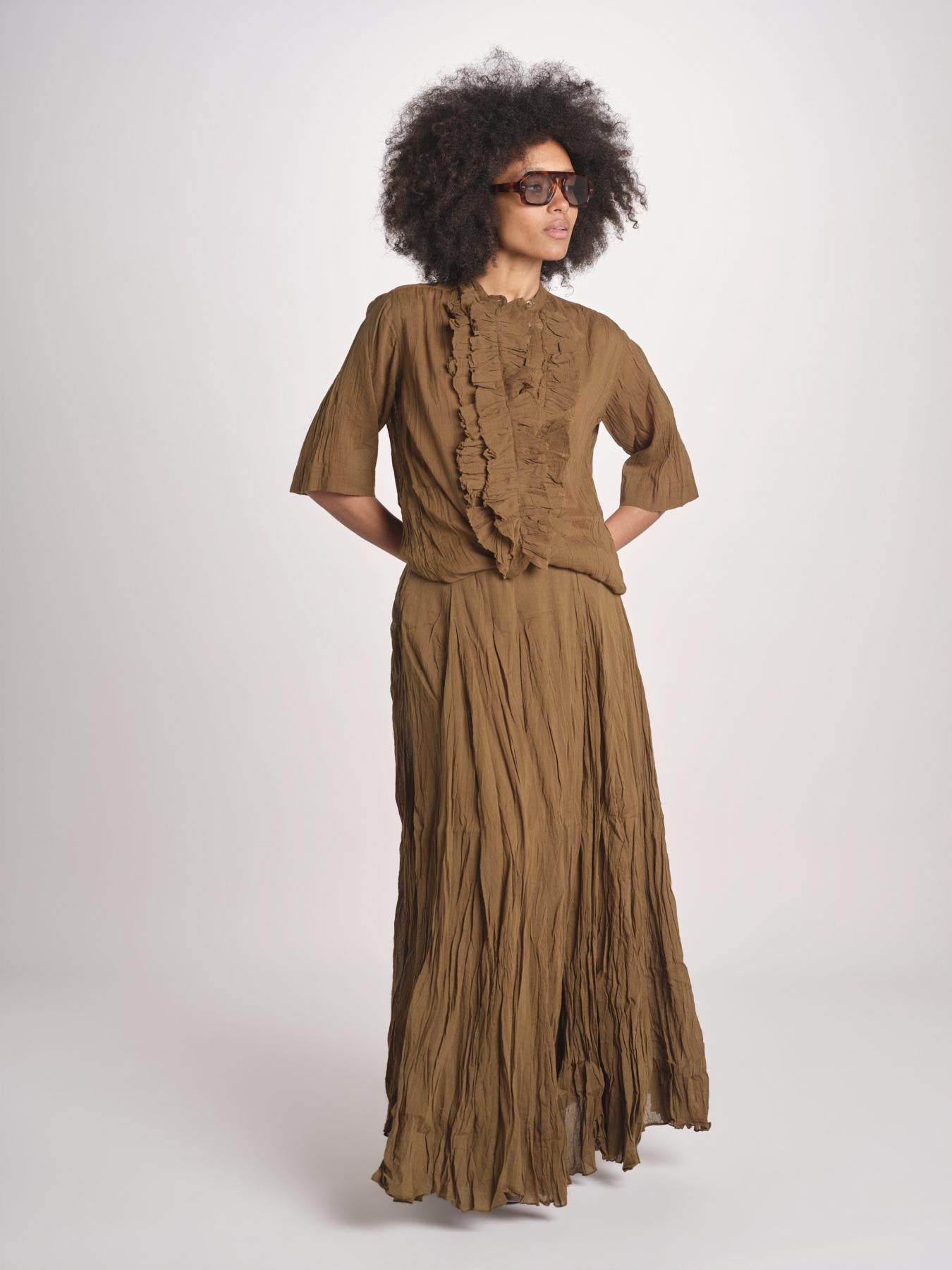 MAGRITA camicia con rouches manica corta MAGRITA SH075MAGRIT.KHA KHAKI laurence bras 