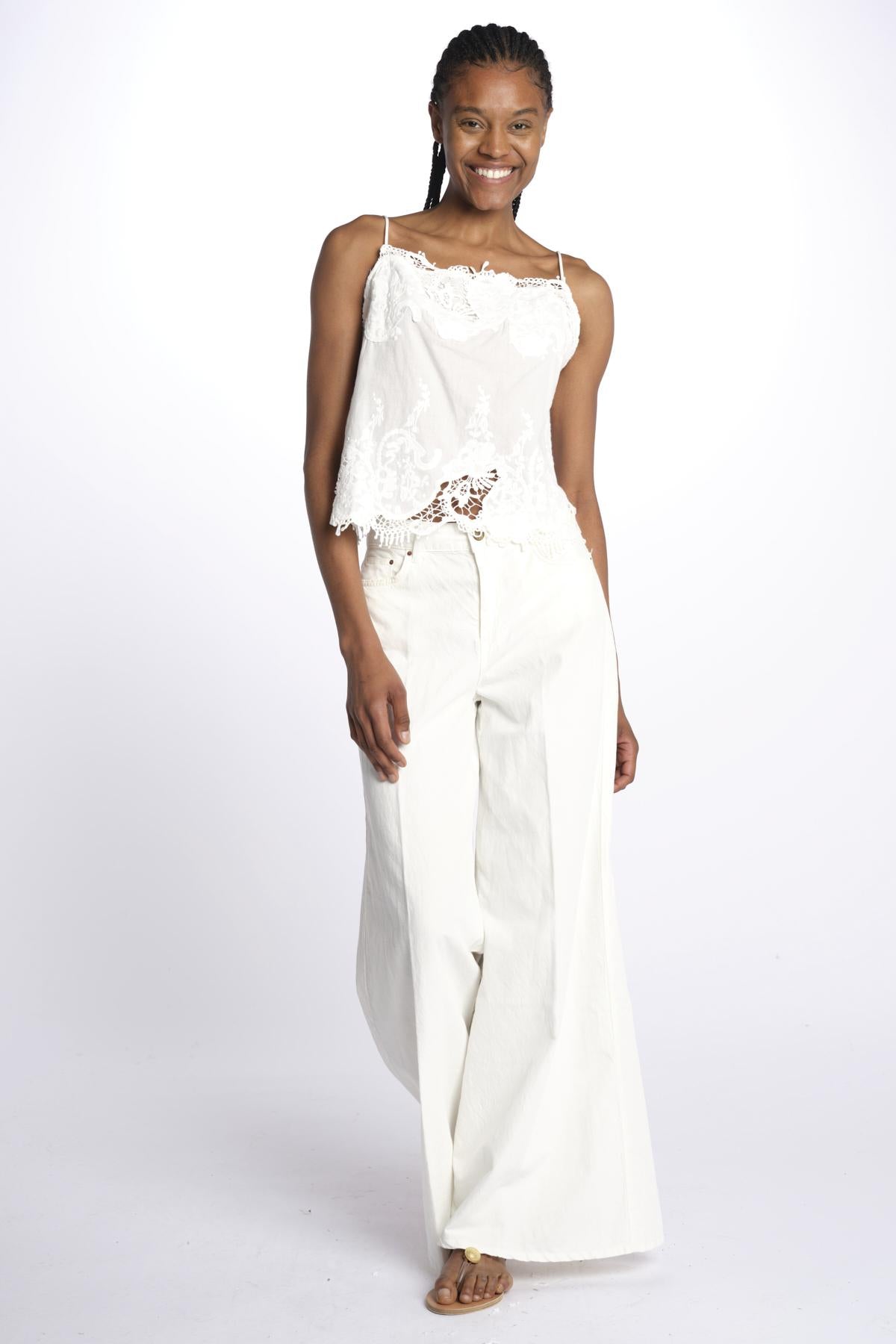 Top LACE spallina ricamato 337201 OFFWHITE farm rio 