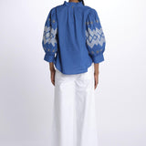 Camicia TOLEDO ricamo fiore TOLEDO1BLO BLUE antik batik 