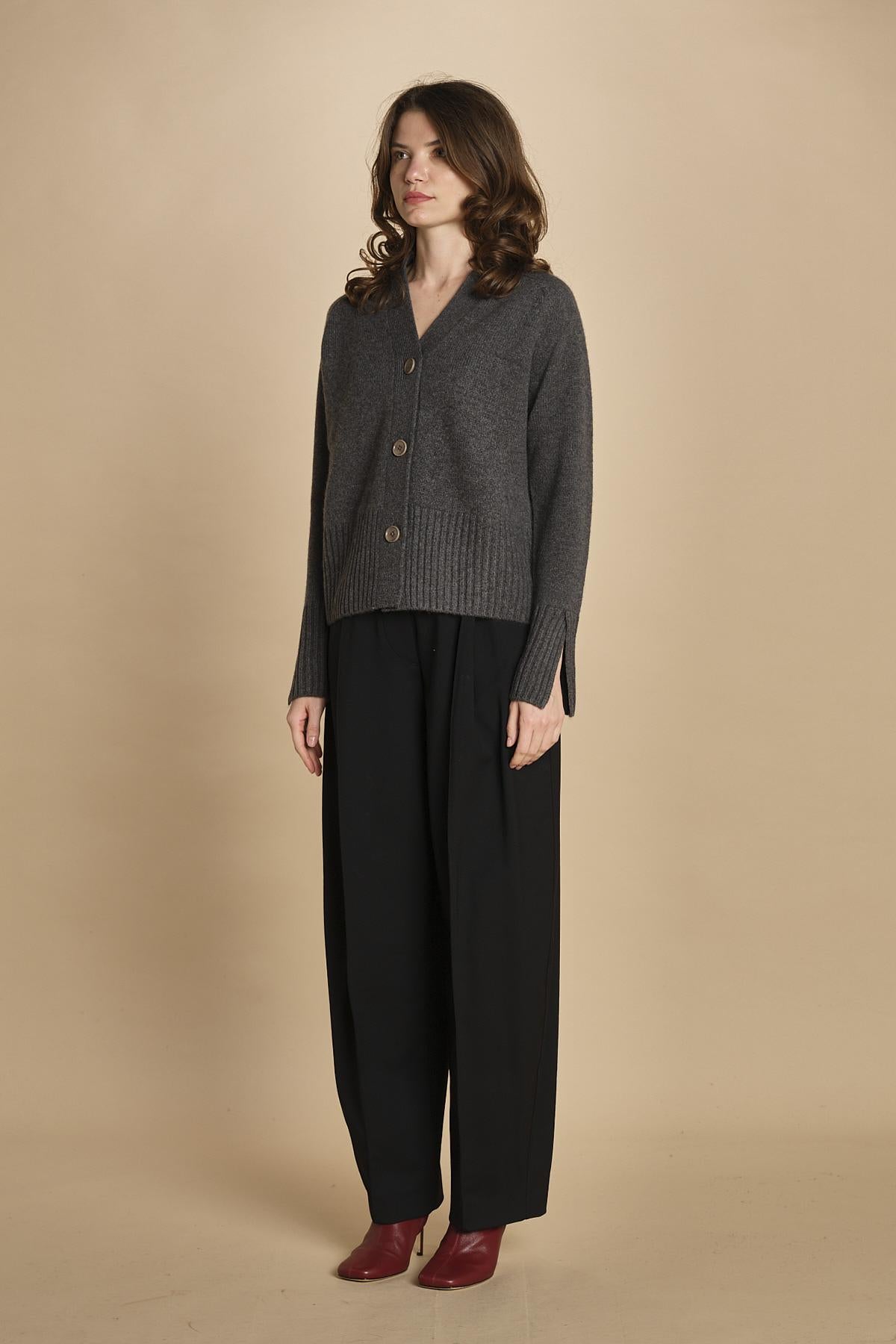 cardigan tre bottoni MIL4A24 25024 GRIGIO SCURO milaura 