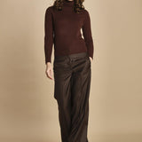 pantalone a vita bassa con elastico in lana e seta. ASTRID STR02 MORO nine in the morning 