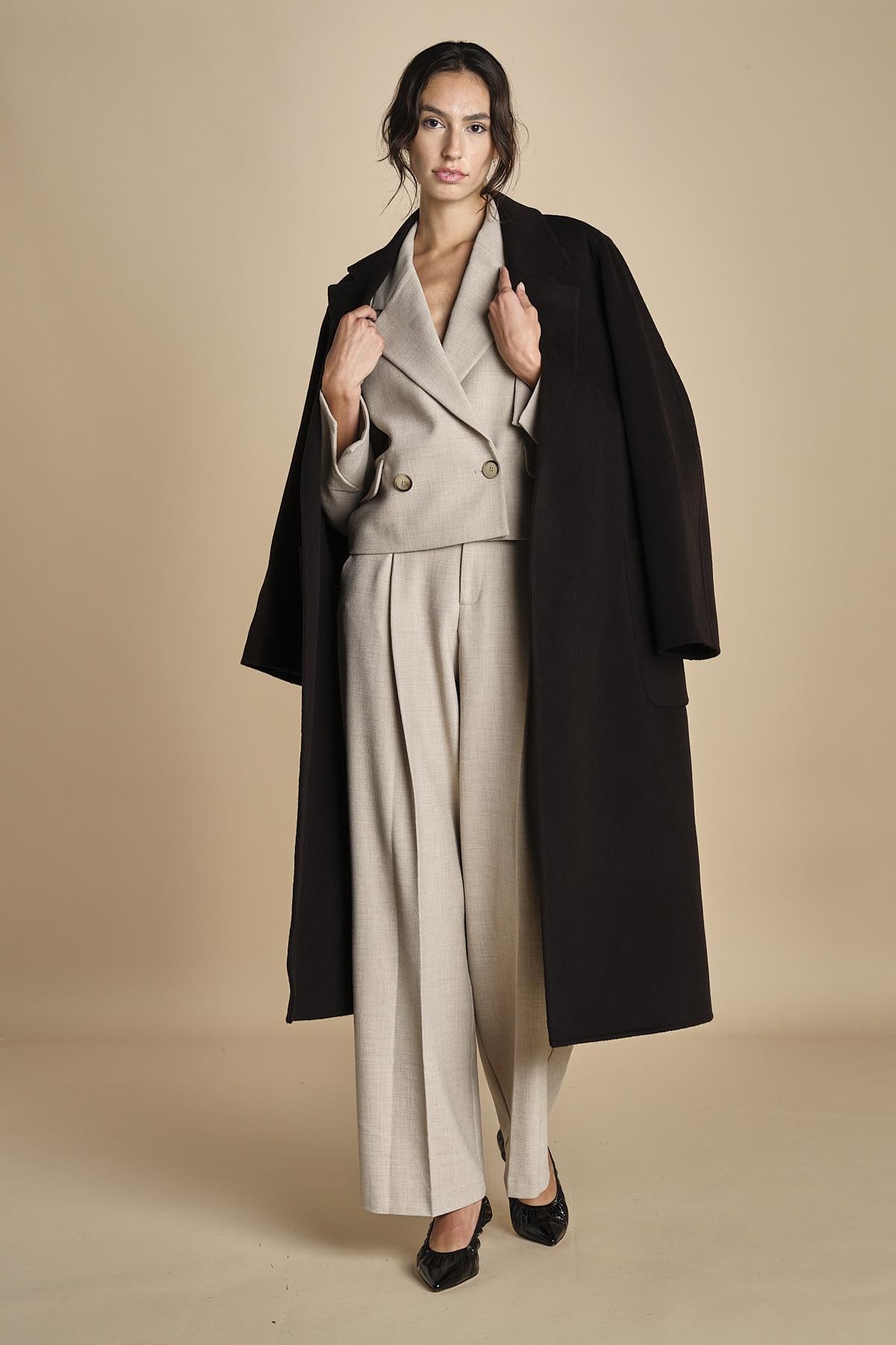 GRACE pantalone con pinces F25-040 092 DRIFWOOD oscar 