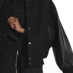Bomber panno con maniche in pelle ALPH753 DARKESTNAVY studio nicholson 