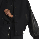 Bomber panno con maniche in pelle ALPH753 DARKESTNAVY studio nicholson 