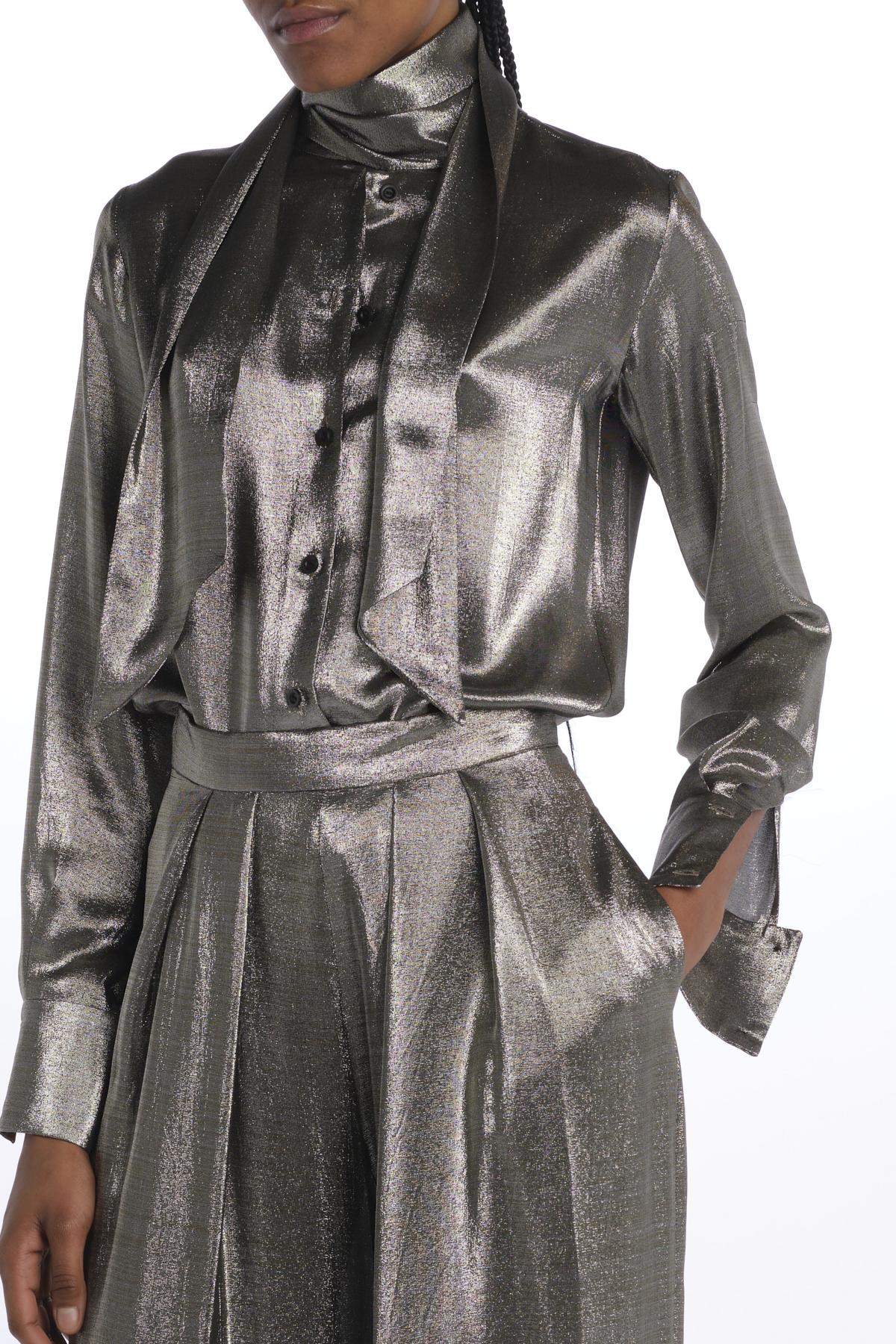 Pantalone seta lurex A18FP10 SILVER martin grant 