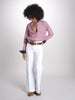camicia a righe con collo guru