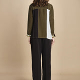 camicia con collo a pannelli BL_3261T OLIVA bodice 