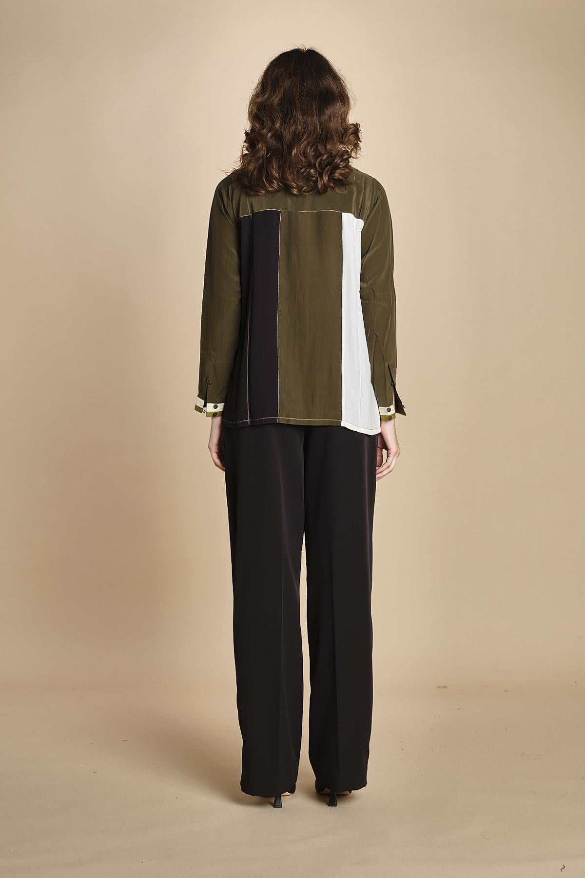 camicia con collo a pannelli BL_3261T OLIVA bodice 