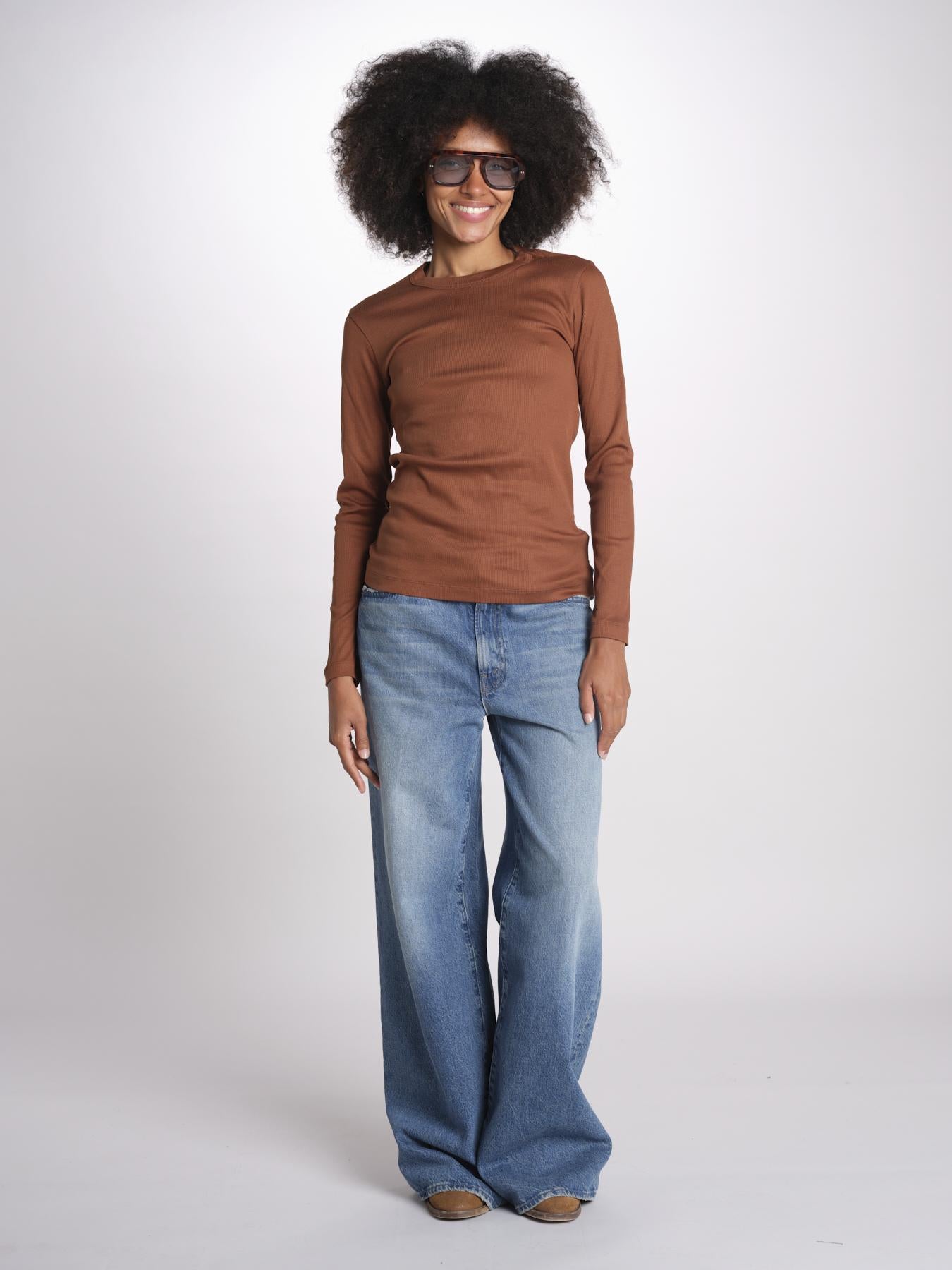 t-shirt manica lunga a costine KOLLINA IO1100X2338 TOBACCO BR208 ivy oak 