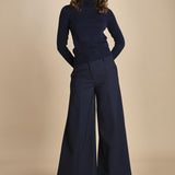 pantalone palazzo TLWC3101W0206ABTPB NIGHT BLUE T0457 the latest 