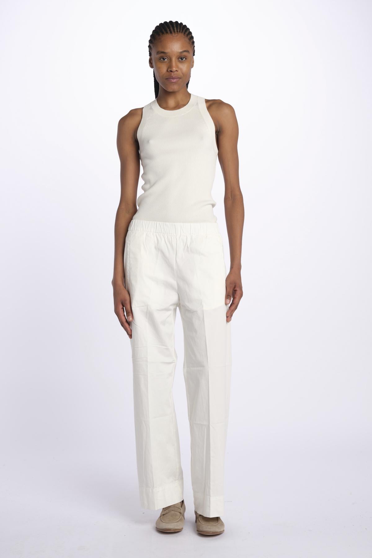 Pantalone PENSIL cotone con elastico PENSIL IVORY true avenue 