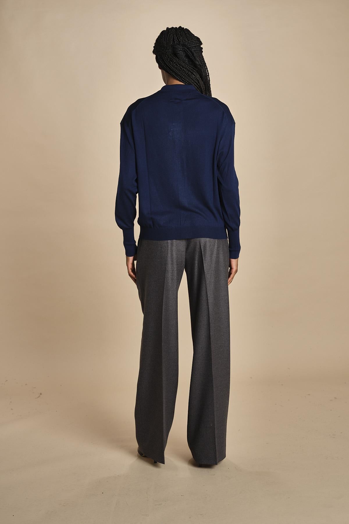 camicia over in lana merino MIL LAU20 E21210 BLU milaura 