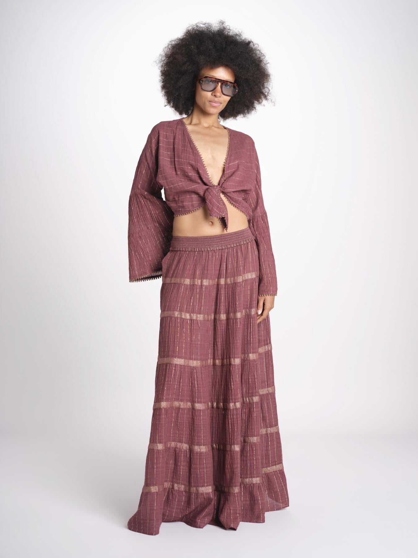 camicia cropped con nodo in lurex gessato JUNE WINE christianzen 