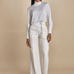 HIGH WAIST pantalone con cintura di seta E16P01 ns97 white martin grant 