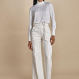 HIGH WAIST pantalone con cintura di seta E16P01 ns97 white martin grant 