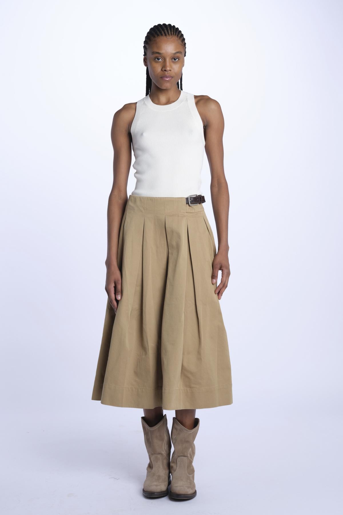 Gonna CAROLINA pieghe bicolore 077 CHINO sea ny 