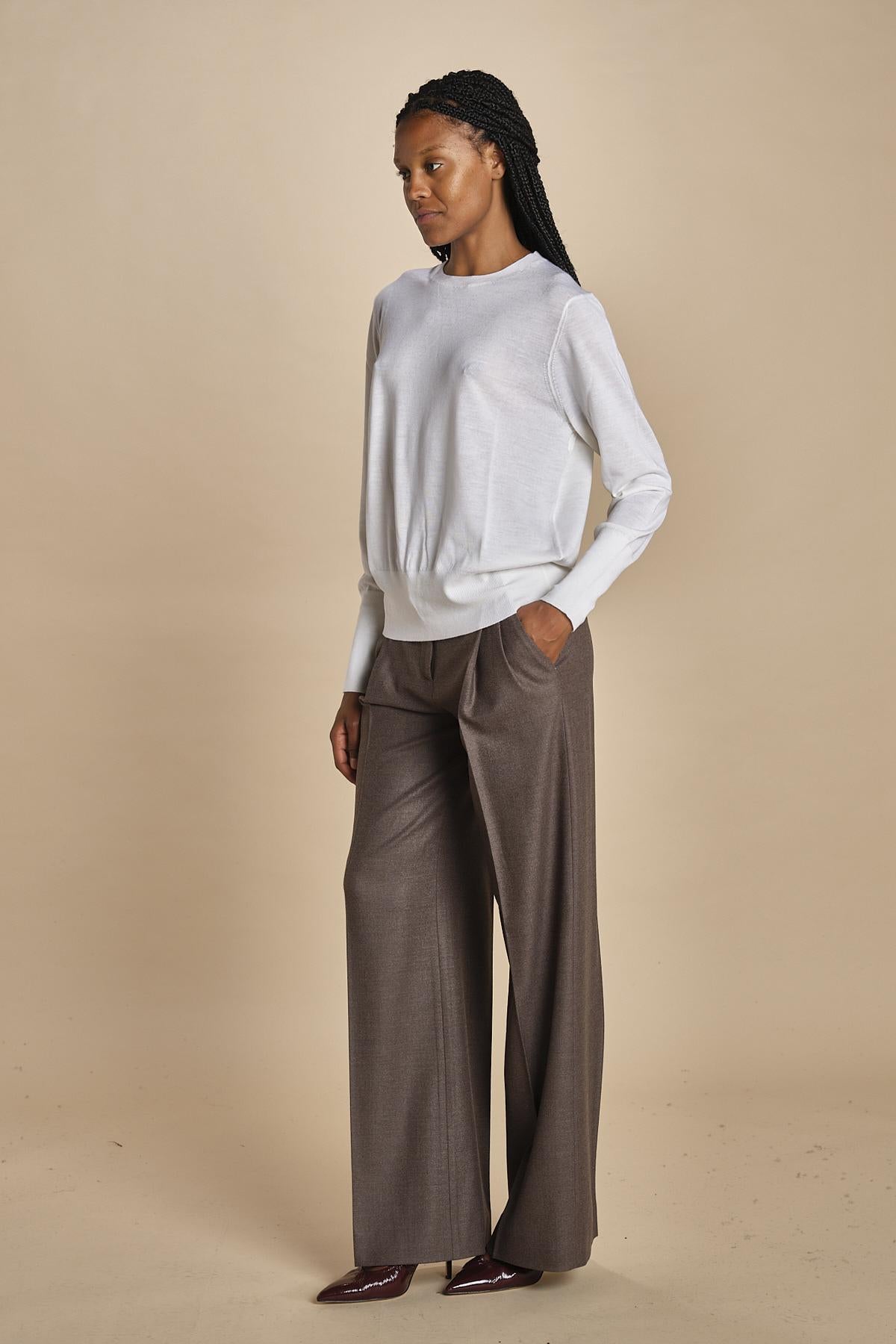 girocollo over in lana merino MIL LAU5BIS E14031 BIANCO milaura 