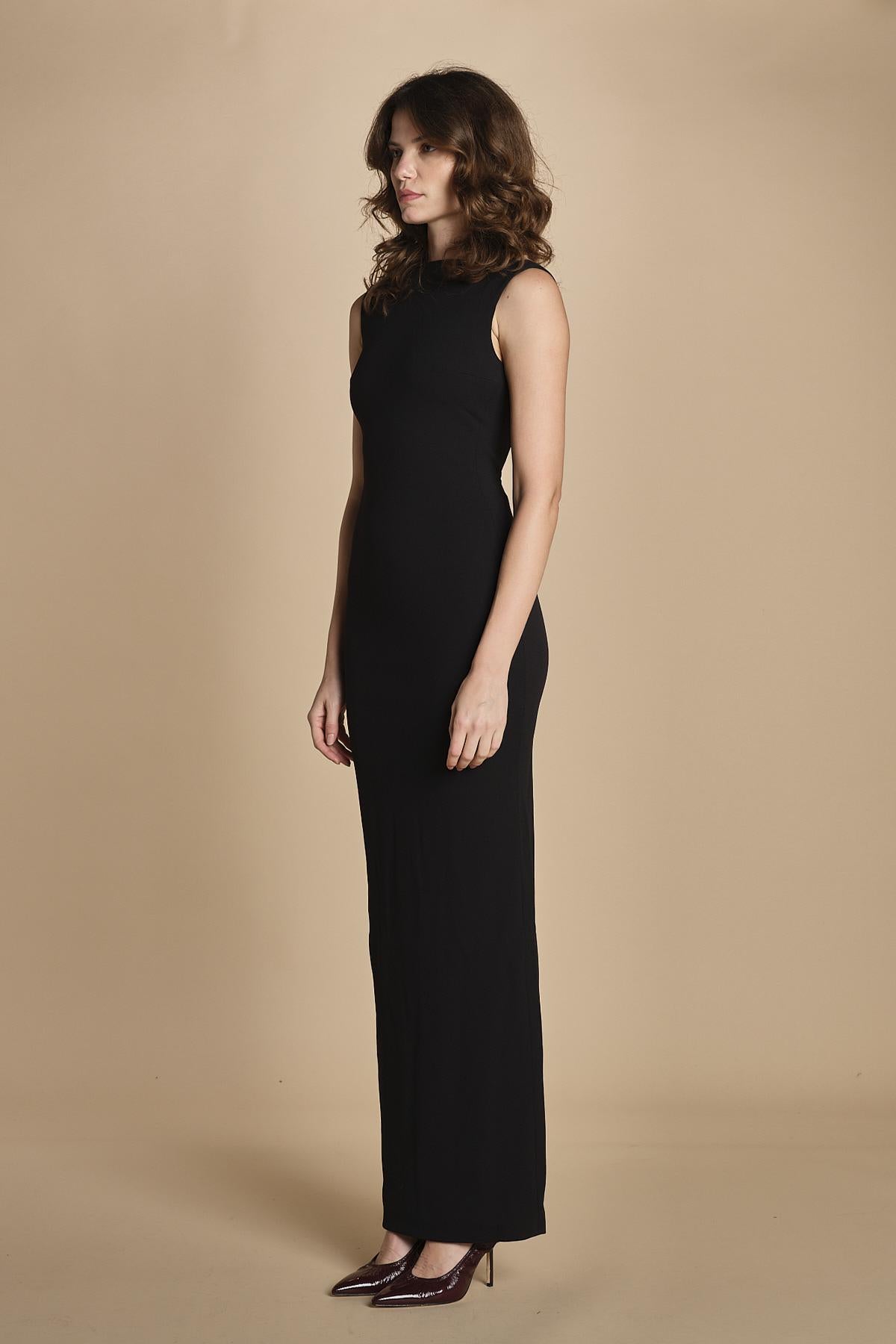 maxidress con scollo a barca e schiena nuda IMOGEN BLACK solace 