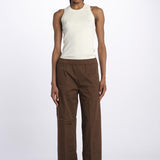 Pantalone PENSIL cotone con elastico PENSIL CHOCOLATE true avenue 