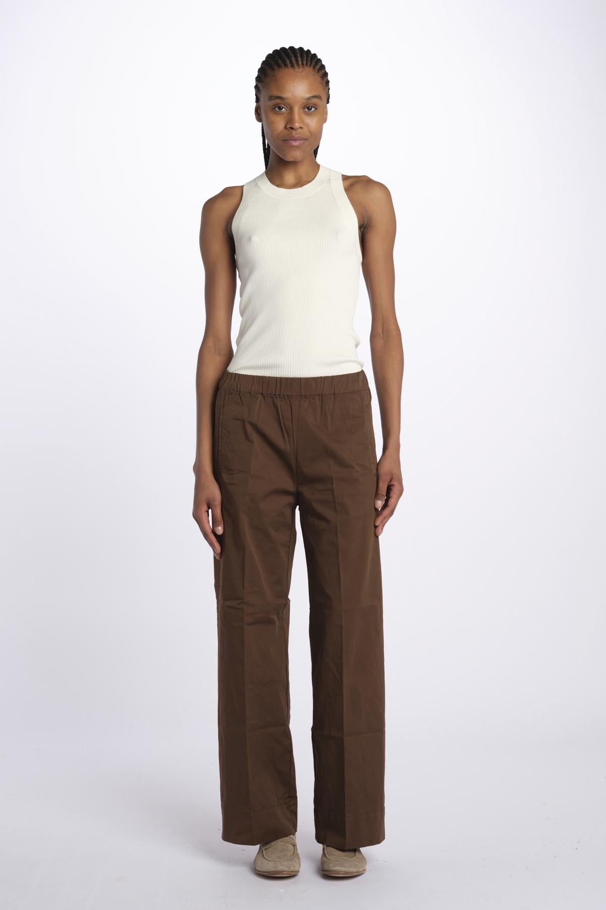 Pantalone PENSIL cotone con elastico PENSIL CHOCOLATE true avenue 