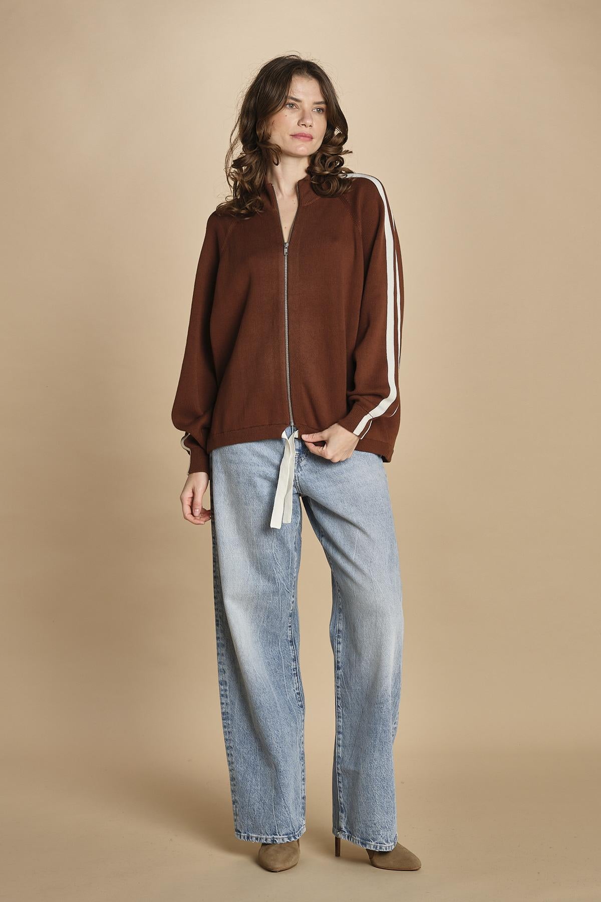 maglia bande con zip ANGIX COFFEE bellerose 
