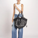 shopping quadrata dipinta a mano SHQM-26E18- BL 08 BLACK le daf 