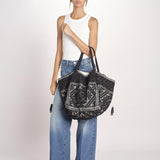 shopping quadrata dipinta a mano SHQM-26E18- BL 08 BLACK le daf 