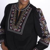 Camicia ricamo punto croce CALOE BLEUNUIT ba&sh 