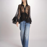 camicia over con pizzo DECCALA BLACK mes demoiselles 