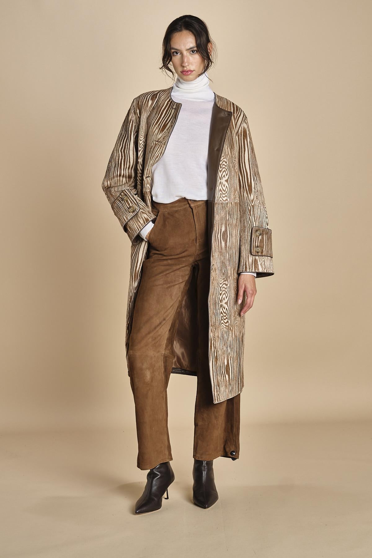 pantalone in camoscio FELISE CARAMEL malina 