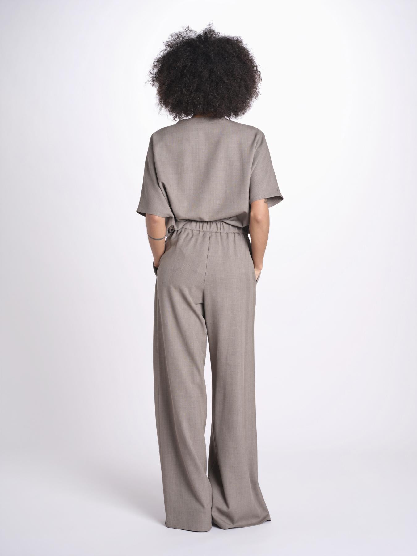 pantalone con tessuto diagonale U3011 TORTORA dusan 