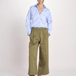 pantalone con elastico in popeline GOLFO 2615131102600 002 VERDE KAKI weekend maxmara 