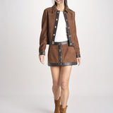 minigonna con chiusura in ottone 12094-16 TOBACCO retrofete 