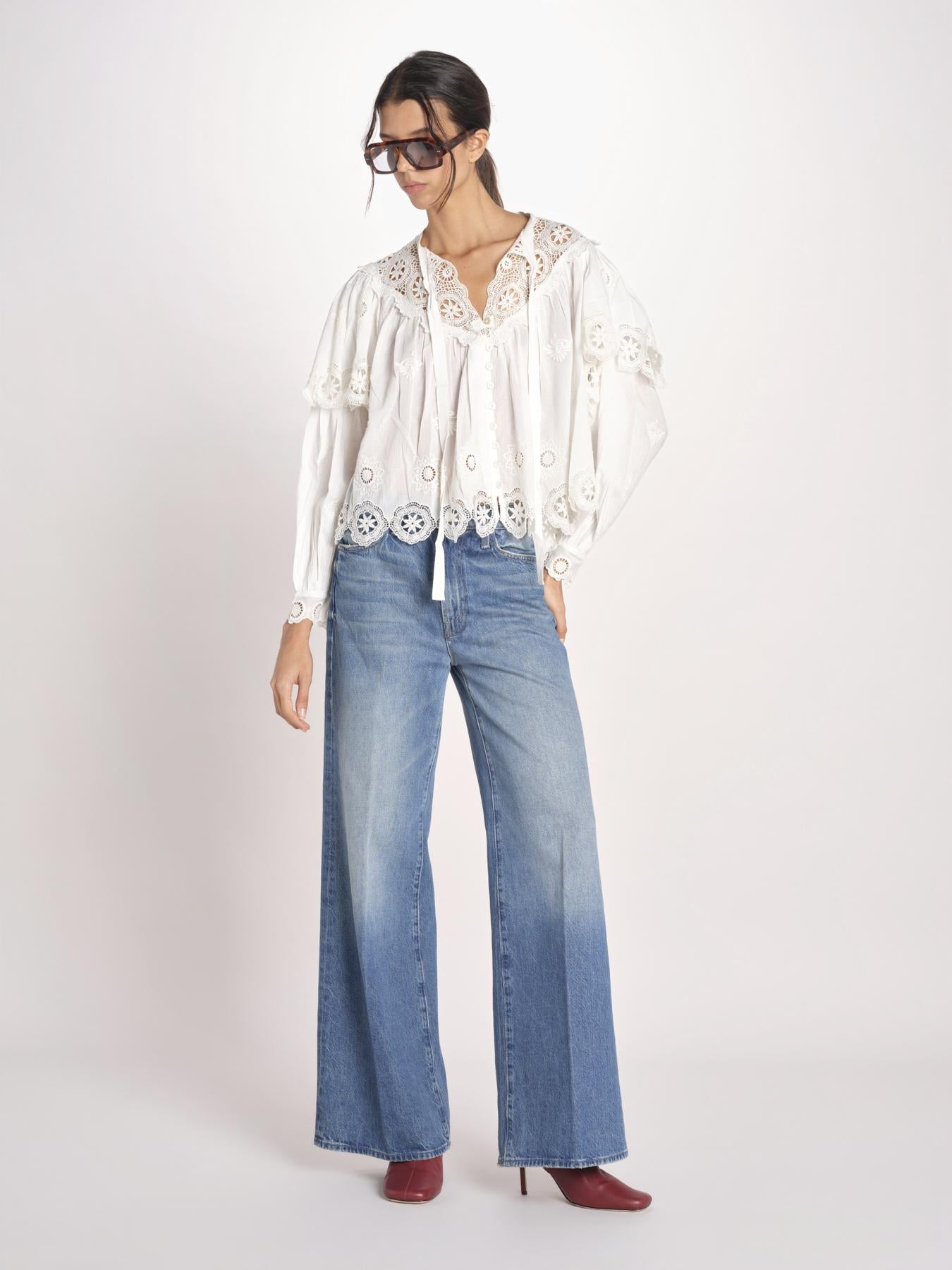 camicia a maniche lunghe in pizzo SOFIA 044 CREAM sea ny 