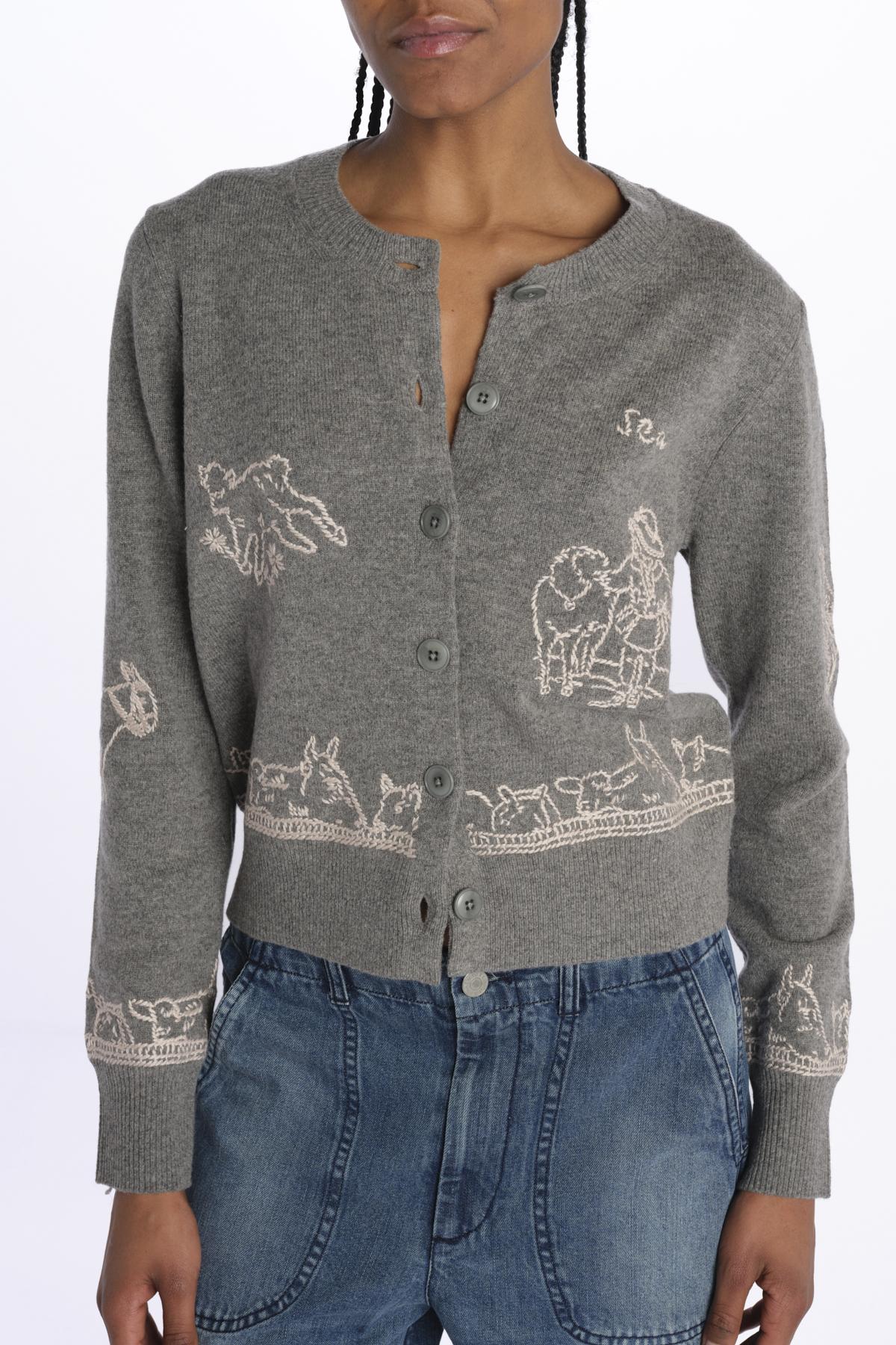 EDIN farm emb cardigan E047 GREY sea ny 