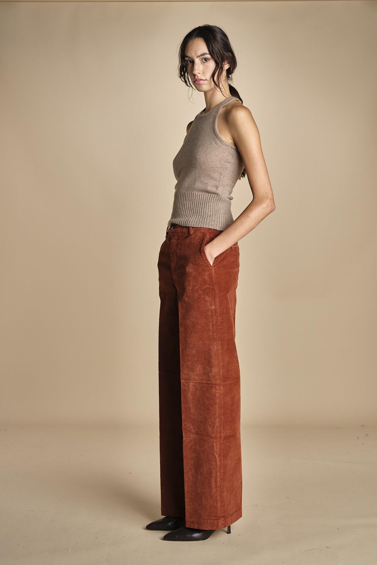 pantalone dritto in fustagno OLIMPIA RUSSETED true avenue 