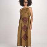 abito lungo BE25245 KHAKI WHINE benaras soleil 