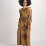 abito lungo BE25245 KHAKI WHINE benaras soleil 