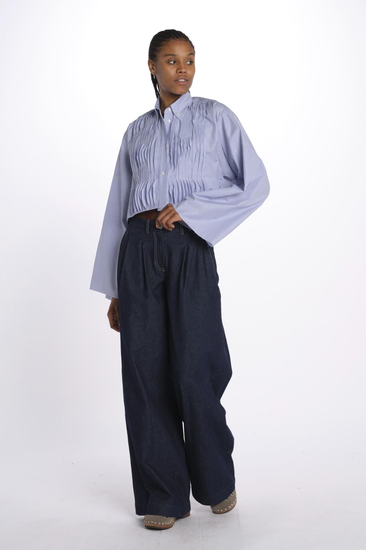 Camicia cropped IV SHIRT WHITEBLUE jejia 
